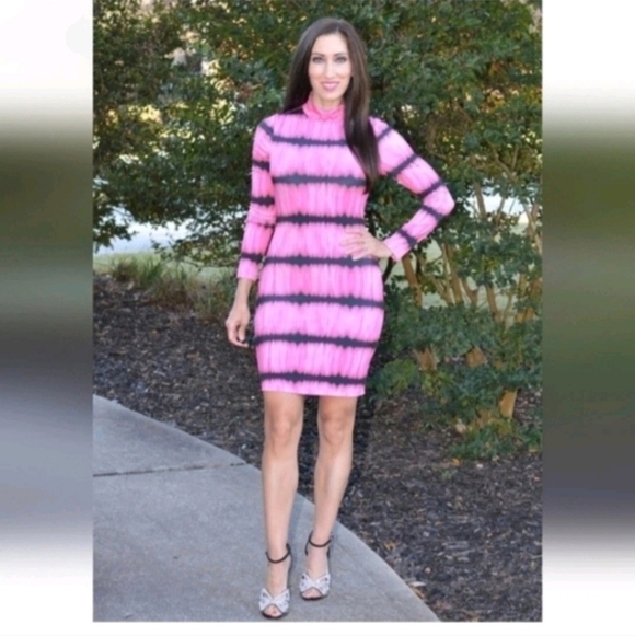 ALICE + OLIVIA Delora Tie Dye Mock Neck  Mini Dress Size 4 - Picture 11 of 13